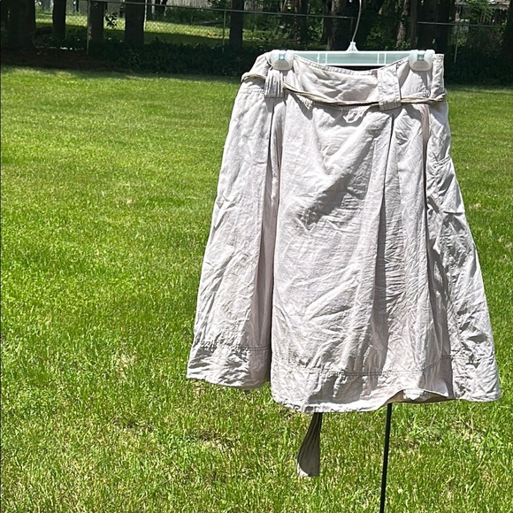 ANA A New Approach Light Tan Midi Skirt with Belt Tie Accent Women's Size 16 GUC - Picture 9 of 10